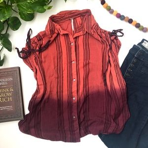 Free People Baby Blues Ombré Sleeveless Button Up